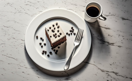 Pouring chocolate sauce onto delicious fresh cake on gray table, closeup Created with Generative AI technologyの素材