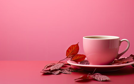 a up of tea almonds spices and herbs on a pink backgroundの素材