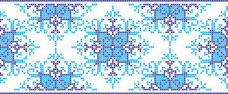 Embroidered cross-stitch ornament national pattern Ukrainian Slavicのイラスト素材