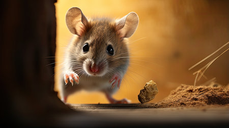 the suspenseful moment of a cat stalking a mouse. The scene epitomizes the age-old game of predator and preyの素材