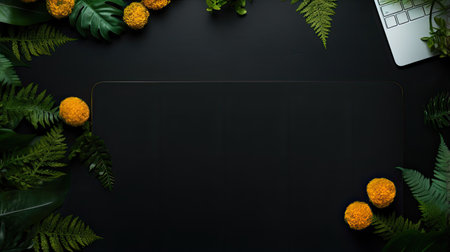 White office desk with glasses, laptop computer keyboard and other office suppliesの素材