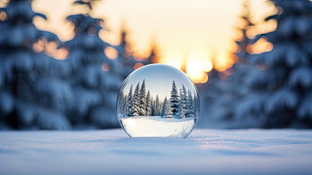 Glass ball, Snowball depicts an enchanting holiday scene inside, reminiscent of the magic of the seasonの素材