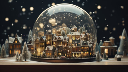 snow globes, each containing a different city, transforming the space into a magical display of urban scenes, the intricacies and charm of miniature cityscapesの素材