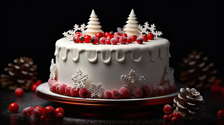 a Christmas cake in a minimalist modern style, clean lines, subtle details, and a contemporary composition that highlights the festive spirit with a touch of simplicityの素材