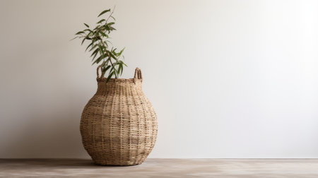 a handmade woven water hyacinth basket designed for storing items, with a touch of minimalist modern style for a visually appealing aestheticの素材
