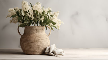 a handmade woven water hyacinth basket designed for storing items, with a touch of minimalist modern style for a visually appealing aestheticの素材