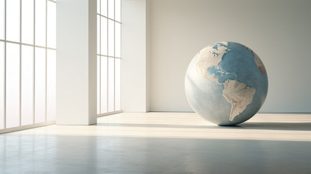 the globe from space, presenting a detailed and authentic Earth surface and world map as seen from outer space, a minimalist modern style for a visually impactful imageの素材