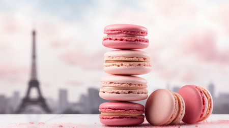 a plate filled with selectable chocolate macarons in a minimalist modern style settingの素材