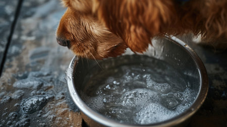 a neglected dog bowl, showing the visible presence of germs and bacteria accumulated from inadequate cleaning, highlighting the potential health risks associated with unsanitary conditionsの素材
