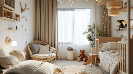 a very small family corner adorned with Nordic-style storage spaces, where minimalist design meets functionality in a harmonious blend of form and utilityの素材