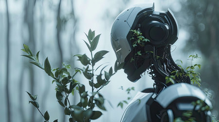 the birth of artificial intelligence (AI) through the lens of silicon-based technologies, illustrating the intricacies of symbolic processing.の素材