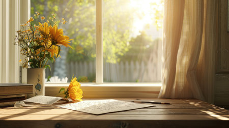 summer with a cozy scene featuring a personalized note on a piece of paper, nestled in a warm and inviting setting, evoking feelings of relaxation and joyの素材