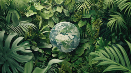 the green planet Earth against a pristine white background, leaving ample empty space for text, This concept emphasizes the significance of Earth Day and environmental awarenessの素材