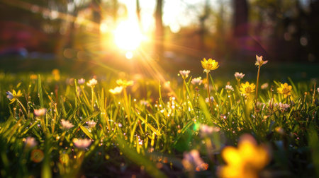 early spring with a radiant photo showcasing the beauty of nature under the bright sunの素材