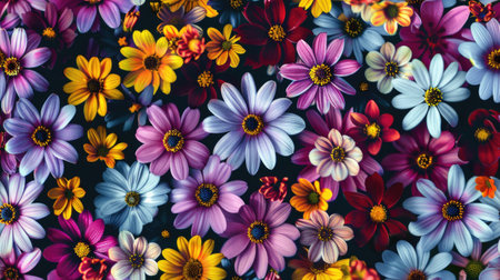 cute little flowers in stunning ultra-high definition, showcasing their delicate petals and vibrant colors SEAMLESS PATTERN.の素材