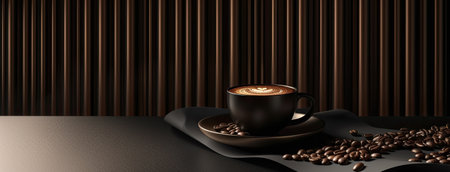 a visually stunning coffee promotion graphic using dark colors to highlight the richness and depth of flavorの素材