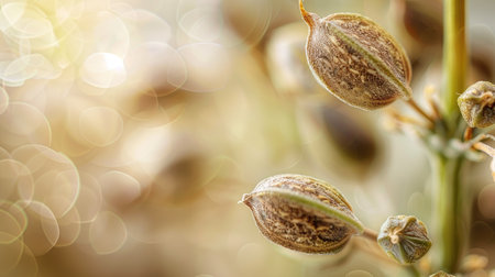 cannabis seeds against a backdrop of rich soil and natural light.の素材