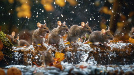 as mice gnaw through a dam, showcasing the destructive power of nature in a realistic photoの素材