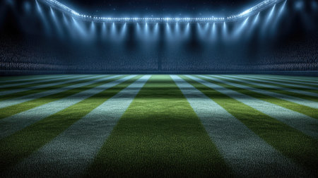 Stadium lights and flashes 3D render of a soccer stadium backgroundの素材