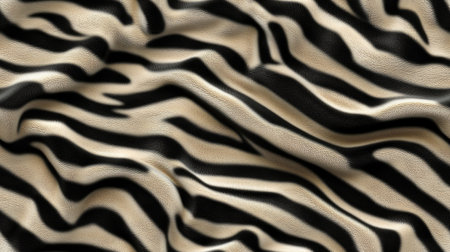 A sharp focus on the zebra fur reveals its striking black and white stripes, highlighting the intricate textures and patterns under natural lighting for a realistic effect. SEAMLESS PATTERNの素材