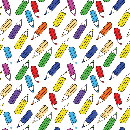seamless pattern of many colored pencilsのイラスト素材