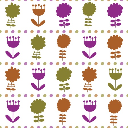 seamless pattern with different flowersのイラスト素材