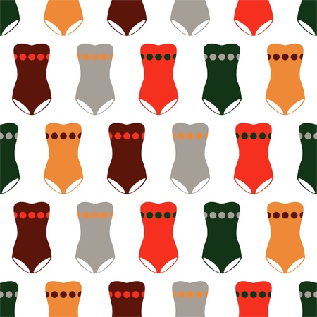 Seamless pattern of colored swimsuitsのイラスト素材