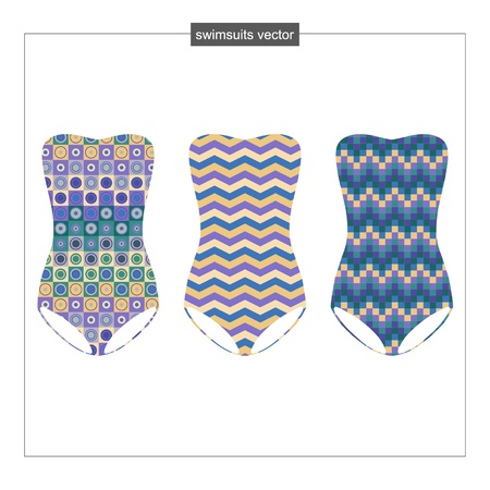 Set of swimwear with a geometrical patternのイラスト素材