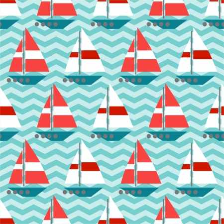 Seamless pattern with sailboats on the wavesのイラスト素材