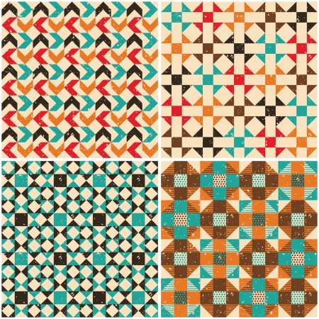 Set retro seamless geometric patternsのイラスト素材