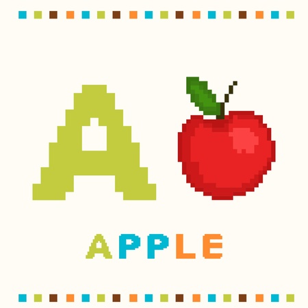 Alphabet for children, letter a and an apple isolatedのイラスト素材