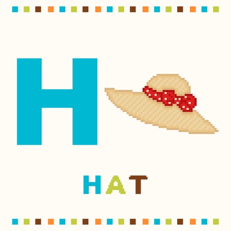 Alphabet for children, letter h and a hat isolatedのイラスト素材