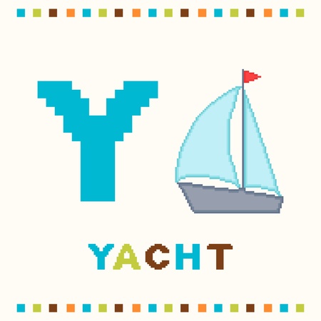 Alphabet for children, letter y and a yacht isolatedのイラスト素材