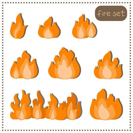Set fire isolated on a white backgroundのイラスト素材