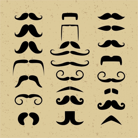 Set mustache silhouettes on a retro backgroundのイラスト素材