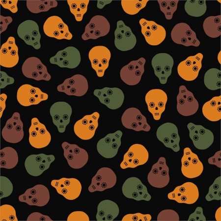 Seamless pattern of skulls on a dark backgroundのイラスト素材