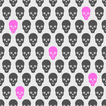 Seamless pattern with gray and pink skullsのイラスト素材