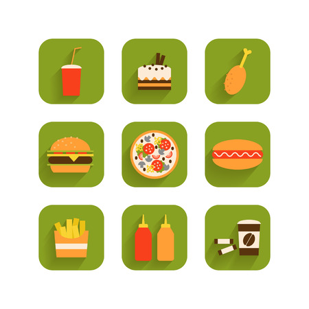 Set of icons of fast foodのイラスト素材
