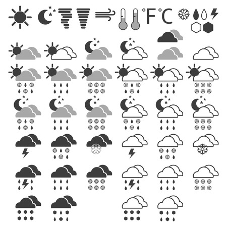 Weather icons on a white backgroundのイラスト素材