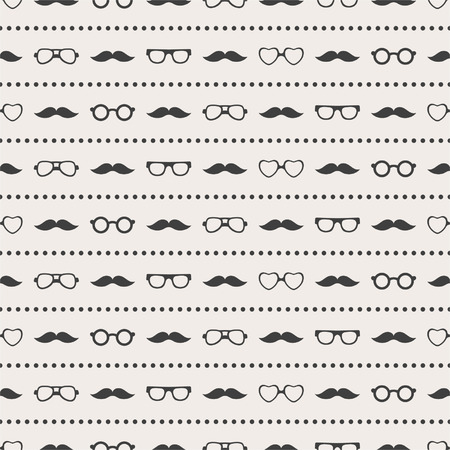 Seamless pattern of glasses and mustache for textiles, interior design, for book design, website backgroundのイラスト素材