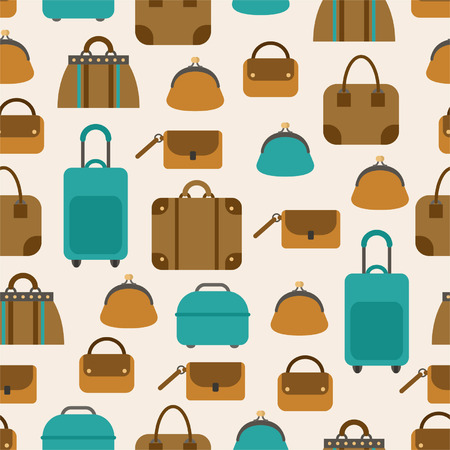 Seamless pattern of bags, luggage, baggage のイラスト素材