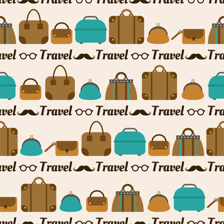 Seamless pattern of bags, luggage, baggage for textiles, interior design, for book design, website backgroundのイラスト素材