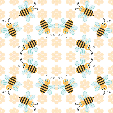 Seamless pattern with bees, decorative backgroundのイラスト素材