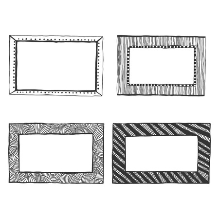 Set of hand drawn doodle frames for designのイラスト素材