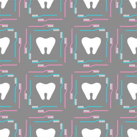 Seamless pattern of tooth brushes and teethのイラスト素材