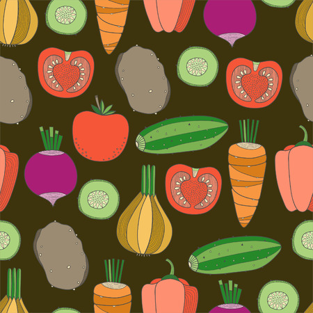 Seamless pattern of vegetablesのイラスト素材