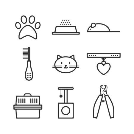 Set of pets icons, cat symbolsのイラスト素材
