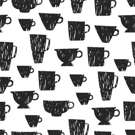 Seamless pattern with cups, mugsのイラスト素材