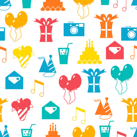 Seamless holiday pattern, happy birthday, festive backgroundのイラスト素材