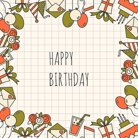 Holiday background with festive icons and place for textのイラスト素材